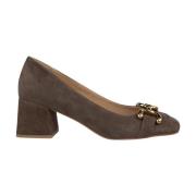 Leren pumps met vierkante neus Alma EN Pena , Brown , Dames