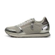 Trendy Metallic Zipper Sneaker Woden , Gray , Dames