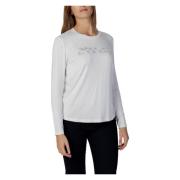 Wit Langemouw Ronde Hals Dames T-shirt Blauer , White , Dames