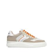 Beige Casual Leren Sneakers Voile Blanche , Beige , Dames