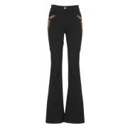 Zwarte Katoenen Jeans met Bloemenborduursel Etro , Black , Dames