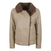 Witte Gewatteerde Leren Jas Brunello Cucinelli , White , Dames