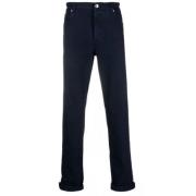Donkerblauwe Mid-Rise Katoenen Straight Jeans Brunello Cucinelli , Blu...