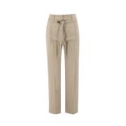 Vrouwelijke Tailored Katoenen Twill Broek Brunello Cucinelli , Beige ,...