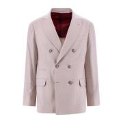 Dubbelrij Blazer Jas Brunello Cucinelli , Beige , Heren