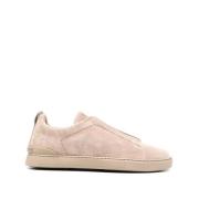 Luxe Suede Sneakers Ermenegildo Zegna , Beige , Heren