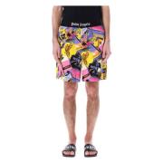 Multicolor Ss23 Heren Casual Shorts Palm Angels , Yellow , Heren