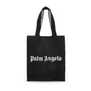 Zwarte Logo Gebreide Shopper Tas Palm Angels , Black , Heren