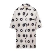 Witte Shuriken Print Oversize Bowling Shirt Palm Angels , White , Dame...