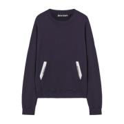 Navy Blue Tape Crew-neck Sweatshirt Palm Angels , Blue , Heren