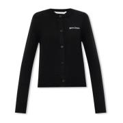 Cardigan met logo Palm Angels , Black , Dames