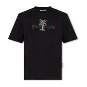 Logo-geborduurd T-shirt Palm Angels , Black , Heren