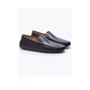 Leren Mocins met Gestikte Plateauzool - Zwart, Maat 8 1/2 Tod's , Blac...