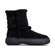 Winter Leren Laarzen met Shearling Trims Tod's , Black , Dames