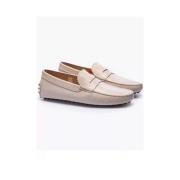 Leren Mocins met Profielzool - Wit, Maat 8 Tod's , Beige , Heren