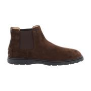 Suede Chelsea Enkellaarzen met Monogramafdruk Tod's , Brown , Heren