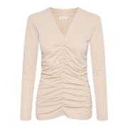 Gedrapeerd Langarmig Top InWear , Beige , Dames