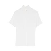 Hoge Hals Tonijn Blouse Patrizia Pepe , White , Dames