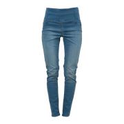 Slim-Fit High-Waisted Jeans met Verwassen Effect Patrizia Pepe , Blue ...