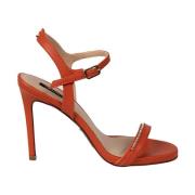 Glam Rhinestone Hoge Hak Sandalen Patrizia Pepe , Orange , Dames