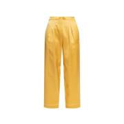 Zijden Gele Pyjamabroek met Plooien Eres , Yellow , Dames