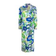 Blauwe Bloemen Wikkel Midi Jurk P.a.r.o.s.h. , Blue , Dames