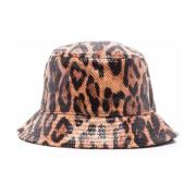 Leopard Print Bucket Hat Stand Studio , Brown , Dames