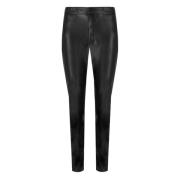 Zwarte imitatieleren broek met ritssluiting Twinset , Black , Dames