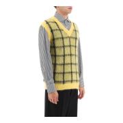 Geborsteld-Mohair Vest met Ruitmotief Marni , Multicolor , Heren