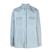 Blauwe Denim Overhemd voor Heren Giuliva Heritage , Blue , Heren