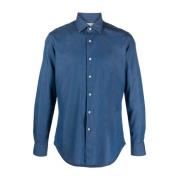 Italiaans Katoenen Shirt Xacus , Blue , Heren