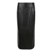 Zwarte leren kokerrok Arma , Black , Dames