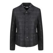 Tweed Overhemd Jas met Lurex Afwerking Comme des Garçons , Black , Dam...