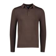 Bruine Lange Mouw Polo Shirt Cavallaro , Brown , Heren