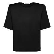 Glanzende Crew Neck T-Shirt MVP wardrobe , Black , Dames