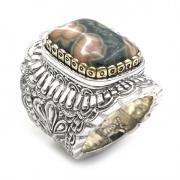 Handgemaakte Ocean Jasper Zilveren Ring Jalan Jalan , Multicolor , Uni...