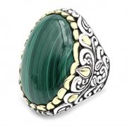 925 Sterling Zilver Malachiet Ring Jalan Jalan , Multicolor , Unisex