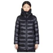 Lange donsjas met capuchon Moncler , Black , Dames