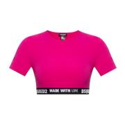 Crop T-shirt met logo Dsquared2 , Pink , Dames