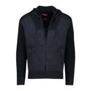 Donkerblauwe vest met capuchon, rits en knoop Hugo Boss , Blue , Heren