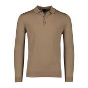 Bruine polo met lange mouwen Hugo Boss , Brown , Heren