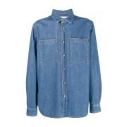 Denim Overhemd met Teddyberenprint Moschino , Blue , Heren