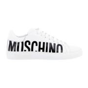 Witte casual sneakers met contrasterend logo Moschino , White , Heren