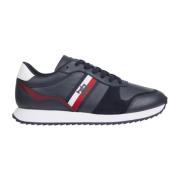 Blauwe Leren Sneakers Tommy Hilfiger , Blue , Heren