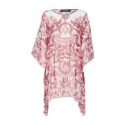 Zijden chiffon jurk met Majolica-print Dolce & Gabbana , Pink , Dames