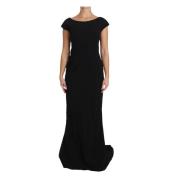 Zwarte Stretch Fit Flare Jurk Maxi Dolce & Gabbana , Black , Dames