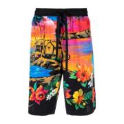 Tropische Print Bermuda Shorts Dolce & Gabbana , Multicolor , Heren