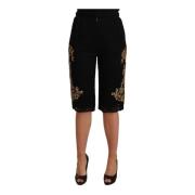 Zwarte Kant Gouden Barok Mode Shorts Dolce & Gabbana , Black , Dames
