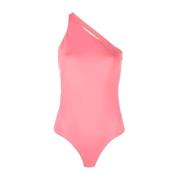 Elegante Koraalrode Asymmetrische Bodysuit Alexander McQueen , Pink , ...