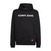 Zwarte Hoodie - Rechte pasvorm Tommy Jeans , Black , Heren